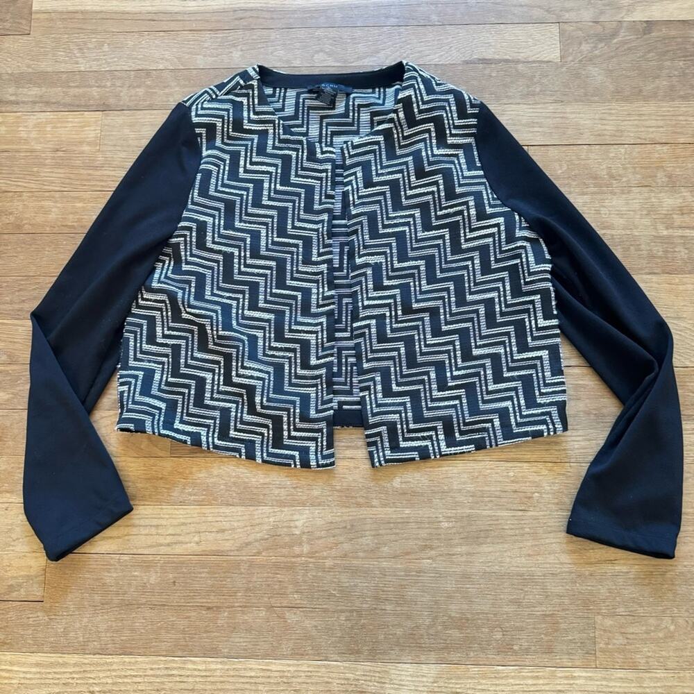 BCNU open front black white short dressy jacket size XL b26